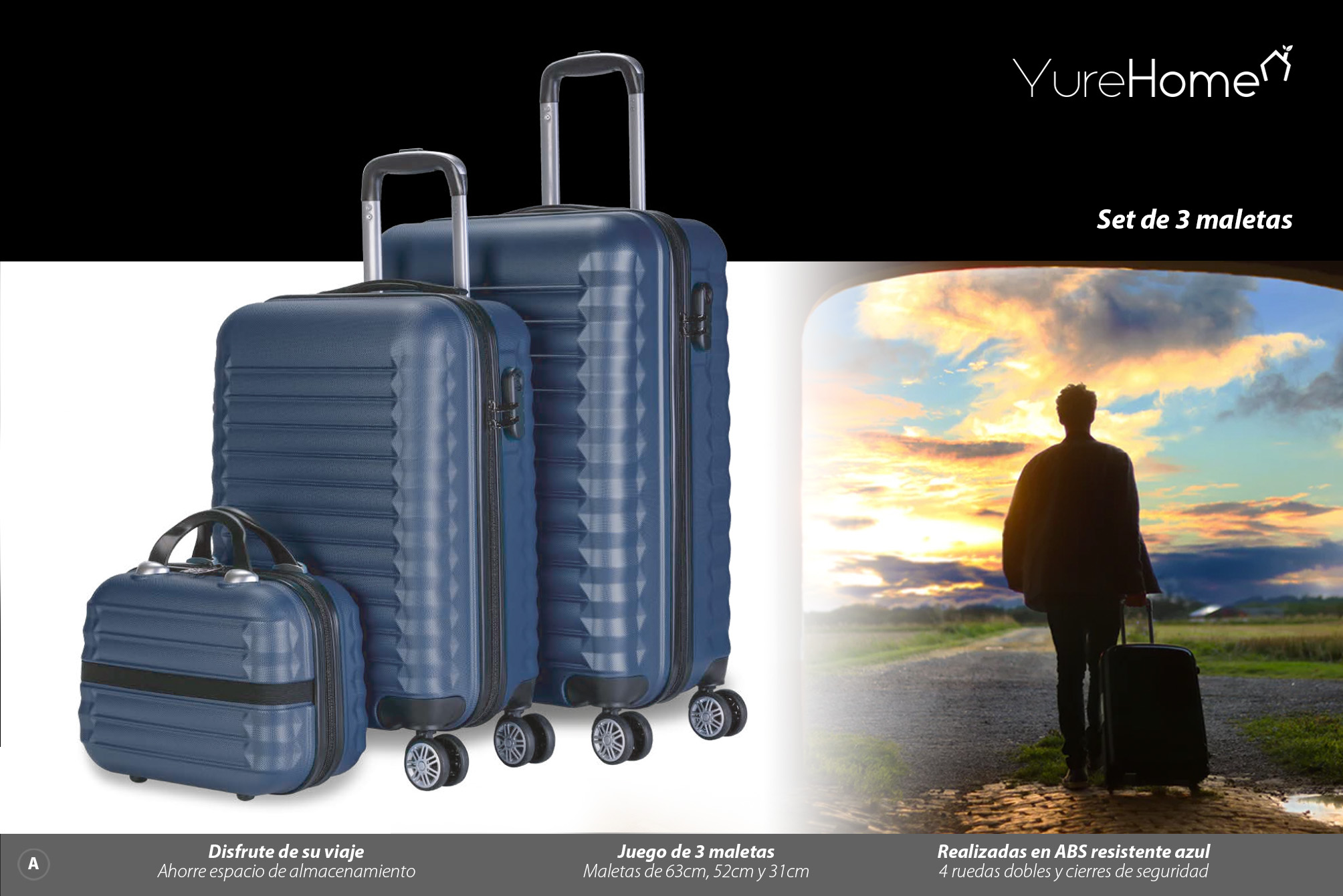 SET 3PCS - 2 VALISES + 1 NECESSER